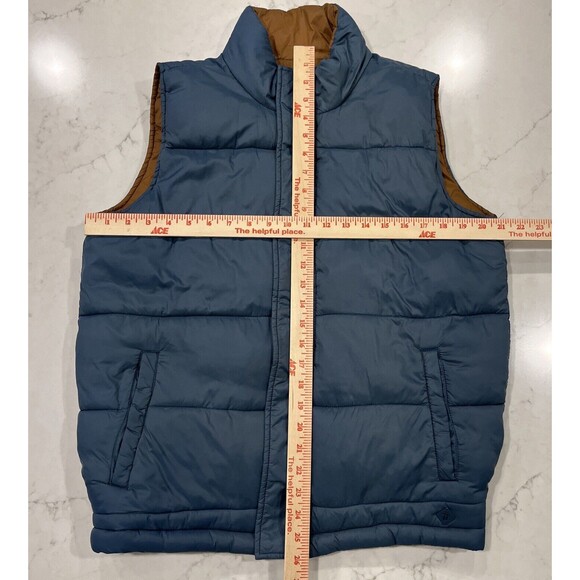 Totto Columbia Mens Reversible Blue Gold Puffer Vest Knit Waistband - Picture 5 of 9